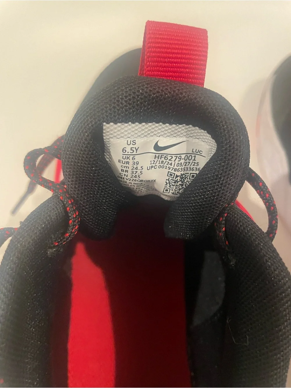 Nike Kids Black and Red Velcro Strap Basketball Shoes